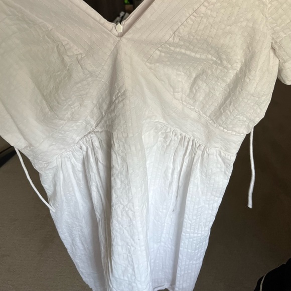 Banana Republic Factory medium JACQUARD MINI DRESS back tie white v-neck zipper - Picture 6 of 7